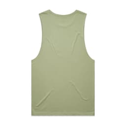 A light green singlet tank top with a simple design and a logo on the back.