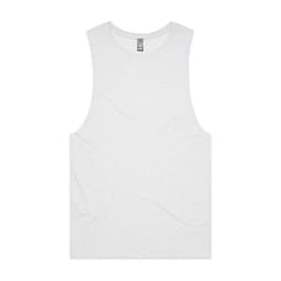 A light grey singlet tank top with a round neckline and a logo on the label.