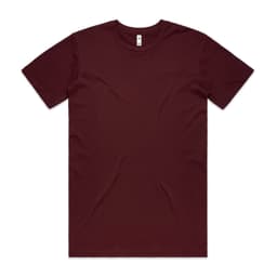 A burgundy Basic Tee with a standard crew neck and short sleeves, featuring a small logo tag.