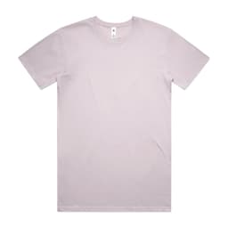 A plain lilac t-shirt featuring short sleeves and a crew neckline, with a logo tag.