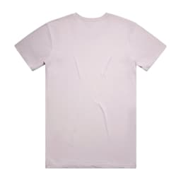 A plain light pink T-shirt with a back view. It features short sleeves and a casual fit.