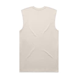 A sleeveless classic tank in a neutral cream colour, featuring a plain design and a branding logo.