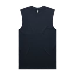 A black sleeveless tank top featuring a logo on the neck area, designed as a classic style singlet.