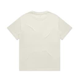 A plain cream Heavy Tee t-shirt featuring short sleeves and a simple design, with a logo present.
