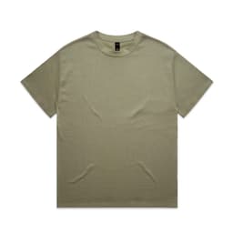 A heavy olive green T-shirt with a classic crew neckline and short sleeves. It features a logo placement.
