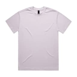 A plain heavy white t-shirt with a round neckline and short sleeves, featuring a small logo.