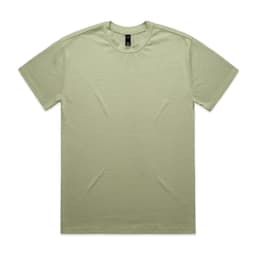 A light green Heavy Tee t-shirt with a round neckline and short sleeves, featuring a brand logo.