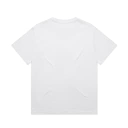 A plain white t-shirt featuring a crew neck and short sleeves. It has a smooth texture and no visible branding.