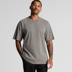 A grey heavy faded tee with short sleeves, featuring a relaxed fit and a subtle logo.
