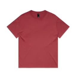 A heavy faded tee in a deep red colour, featuring a round neck and short sleeves, with a logo on the label.