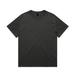 A black heavy faded tee with a round neckline and short sleeves, featuring a label tag inside.