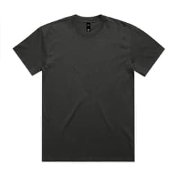 A heavy faded tee in a dark grey shade with a crew neck and short sleeves. It features a logo.