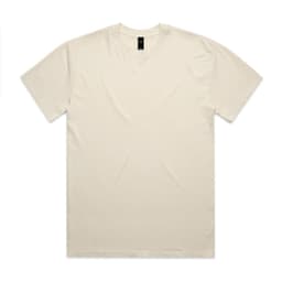 A creamy beige T-shirt with a relaxed fit and a label on the neckline. It features a simple, clean design.