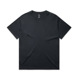 A black T-shirt with a simple design and short sleeves, featuring a logo.