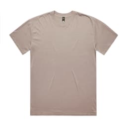 A heavy faded tee in a muted beige colour, featuring a relaxed fit and a simple design. It has a logo.