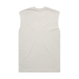 A light beige tank top with a faded appearance and a simple design. It has a branding logo on the back.