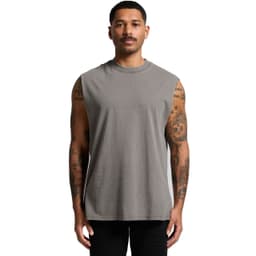 A light faded grey sleeveless tank top, featuring a relaxed fit and a logo.