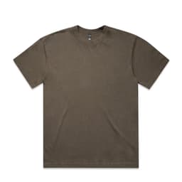 A faded olive green T-shirt with a classic crew neck and relaxed fit. Features a logo on the label.