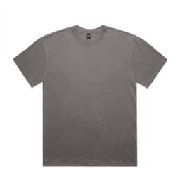 A grey t-shirt with a relaxed fit and a brand logo on the label.