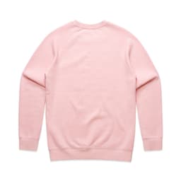 A pink jumper featuring a simple design with a crew neck and long sleeves, showcasing a back view.