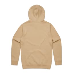 A beige hoodie with a kangaroo pocket and a hood, featuring a plain design and no visible logos.