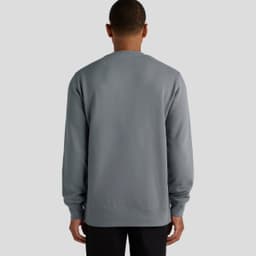 A grey hoodie showcasing a plain back design, featuring a subtle logo near the neckline.