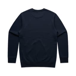 A navy blue hoodie featuring a back view with a simple design and ribbed cuffs and hem. Includes a logo.