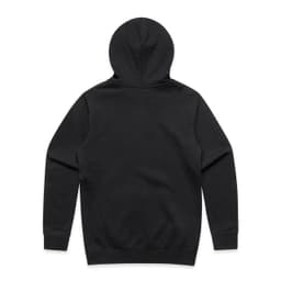 A black zip hooded jumper, featuring a simple design with a hood and no visible logos or text.