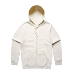A cream Stencil Zip Hood jumper with a hood and front pockets, featuring a logo.