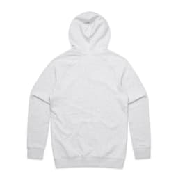 A light grey hoodie with a hood and long sleeves, featuring a plain back and ribbed cuffs.