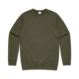 A green jumper with a crew neckline and long sleeves, featuring a simple design and a logo.