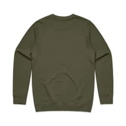 A green jumper with long sleeves and a crew neck, featuring a plain back design. The product has a branding logo.