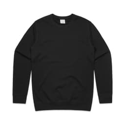 A black sweater featuring a simple design and a crew neck, with a small logo on the label.