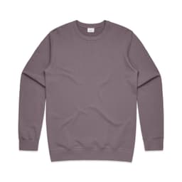 A grey jumper with long sleeves and a rounded neckline, featuring a small logo on the front.