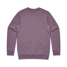 A back view of a premium crew sweater in a muted lavender colour, featuring long sleeves and a simple design.