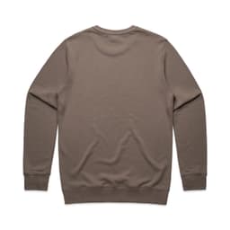 A brown sweater featuring a classic crew neckline and long sleeves. The back is plain without any designs.