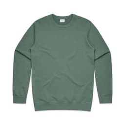 A green premium crew jumper with a classic crew neck and long sleeves, featuring a logo on the front.