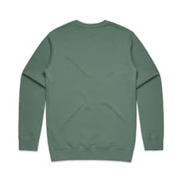 A green jumper with a classic crew neckline and long sleeves, featuring a plain design on the back.