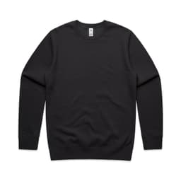 A black crew jumper featuring long sleeves and a round neckline. The garment has a minimalist design with a logo.