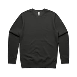 A black sweater with a round neckline and long sleeves, featuring a logo on the label.