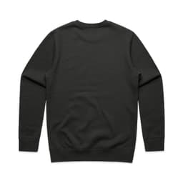 A black sweater featuring long sleeves and a crew neck, with a plain back and ribbed cuffs.
