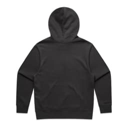 A black hoodie with a standard fit and a spacious hood, featuring a plain design on the back.