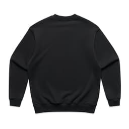 A black jumper with long sleeves and a round neck, featuring a plain design on the back.
