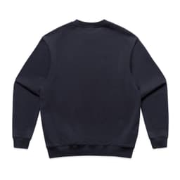 A navy jumper with a simple design, featuring a ribbed crew neck and cuffs. It includes a logo on the back.