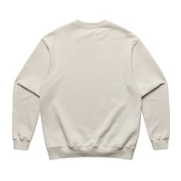 A cream-coloured jumper with a classic crew neckline and long sleeves. The back view reveals no patterns.