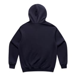 A navy hoodie with a large hood and long sleeves, featuring a plain back and elasticised cuffs.