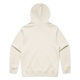 A cream-coloured hoodie with a hood, featuring a plain back design. Contains a logo or branding.