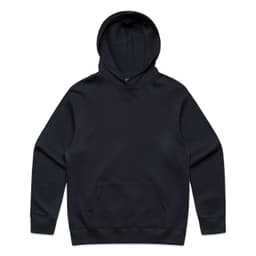 A navy hoodie featuring a front pocket and a hood, with a plain design and no visible logos.