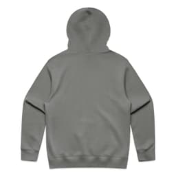 A grey hoodie with a hood, featuring a simple, minimalistic design. It has full sleeves and a straight hem.