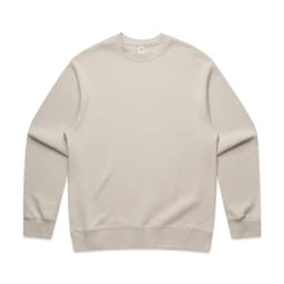 A cream-coloured jumper with long sleeves and a crew neckline, featuring a brand logo.